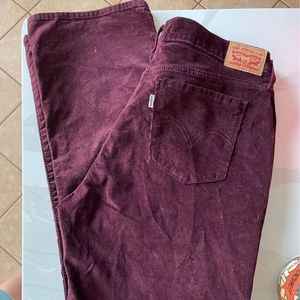 Levi's 505 Straight Burgundy Corduroy Pants - Size 33
